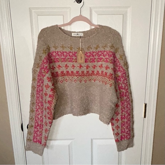 Natural Life Tan Fairisle Pullover Sweater 🆕 - Picture 2 of 11